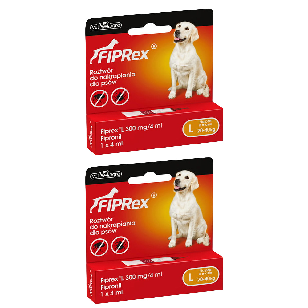 Fiprex L KROPLE na Pchły Kleszcze dla Psa 20-40kg 2x4ml